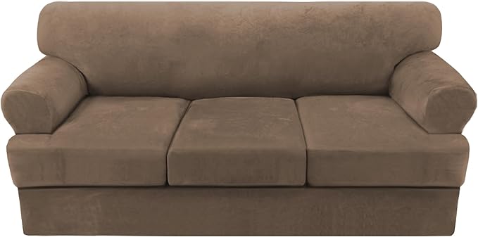 H.VERSAILTEX Sofa Cover 4 Piece T Cushion Sofa Slipcovers Thick Velvet Couch by HVERSAILTEX