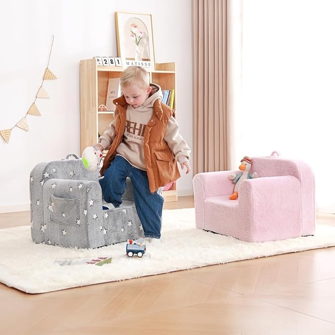 Toddler Chair Plush Kids Couch, Comfy Kids Sofa Toddler Lounger Chair - Image 2