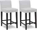 CHITA Counter Height Bar Stools Set of 2, PU Leather in White by CHITALIVING
