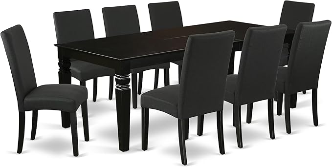 East West Furniture LGDR9-BLK-24 9 Piece Dining Room Set Includes a Rectangle by EastWestFurniture