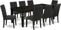 East West Furniture LGDR9-BLK-24 9 Piece Dining Room Set Includes a Rectangle by EastWestFurniture