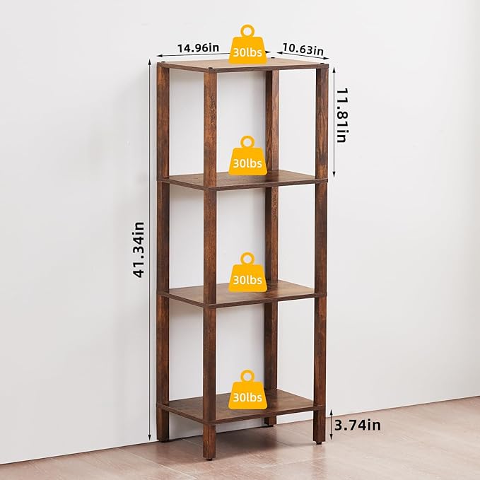 4 Tier Tall Wooden Bookshelf - Image 2
