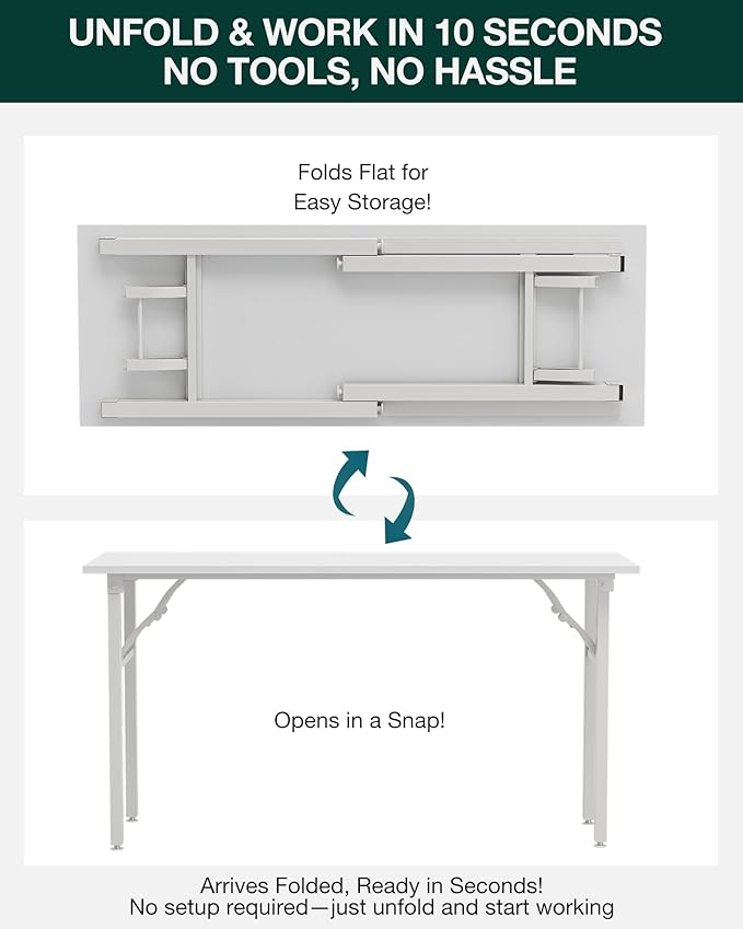 Frylr Small Folding Computer Desk – Portable 55.1 Inch Foldable Laptop Table - Image 3