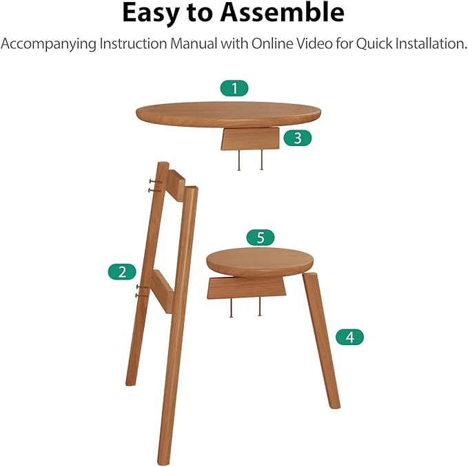Small End Table Round End Table, Solid Wood Round Side Table - Image 7