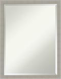 Amanti Art Grey Wall Mirror 26x20 Woodgrain Stripe Grey Rectangle Bathroom by AmantiArt