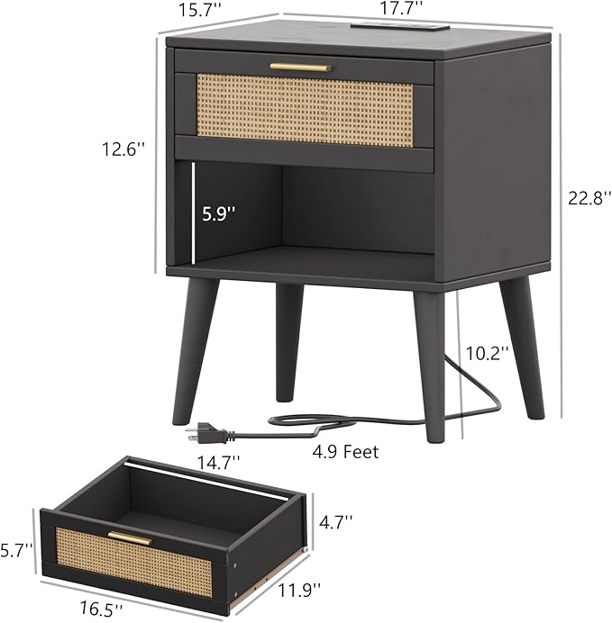 Irontar Nightstand Set of 2, Bedroom Night Stand - Image 3
