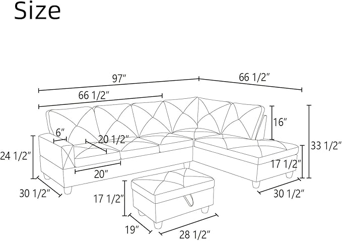 NAYSAYE L Shaped Couch, Modular Sectional Couch - Image 2