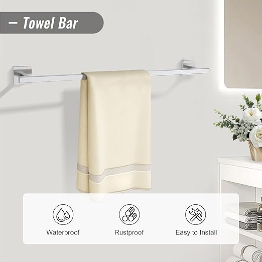 YACVCL Towel Bar Set, 10 Pieces Bathroom Hardware Set Brushed Nickel Bathroom - Image 2