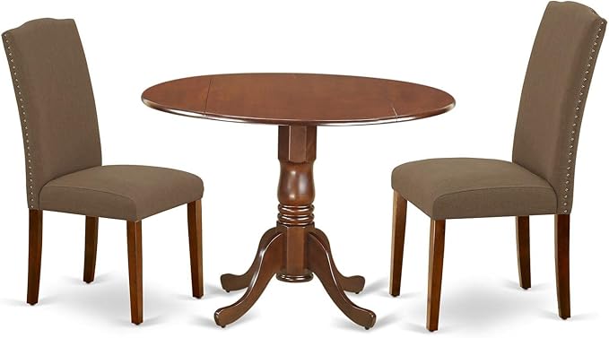 East West Furniture DLEN3-MAH-18 3 Piece Dining Room Furniture Set Contains a by EastWestFurniture