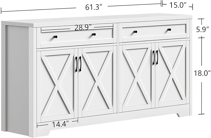 61'' Farmhouse Sideboard Buffet Cabinet - Image 2