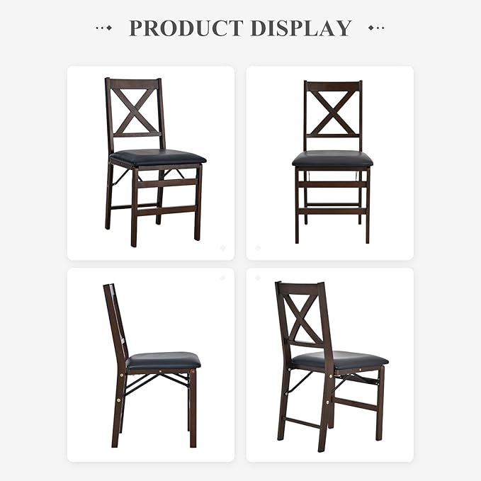 COLAMY Folding Dining Chairs Set of 2 – Dark Brown Wooden Dining Room Chairs - Image 7