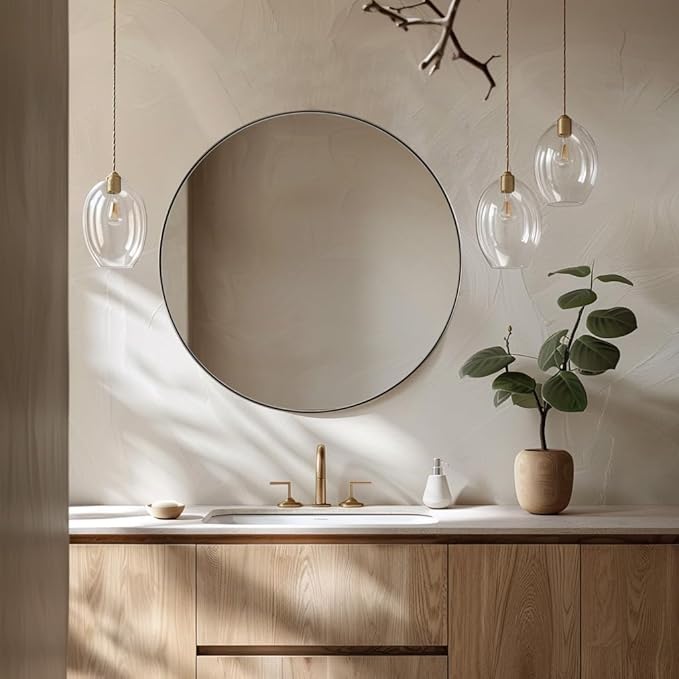 ANDY STAR 30" Round Brushed Nickel Bathroom Mirror - Image 3
