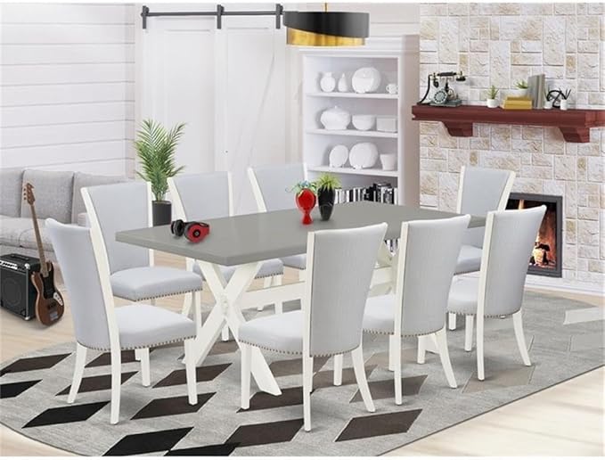 East West Furniture X097VE005-9 9 Piece Dining Table Set Includes a Rectangle - Image 2