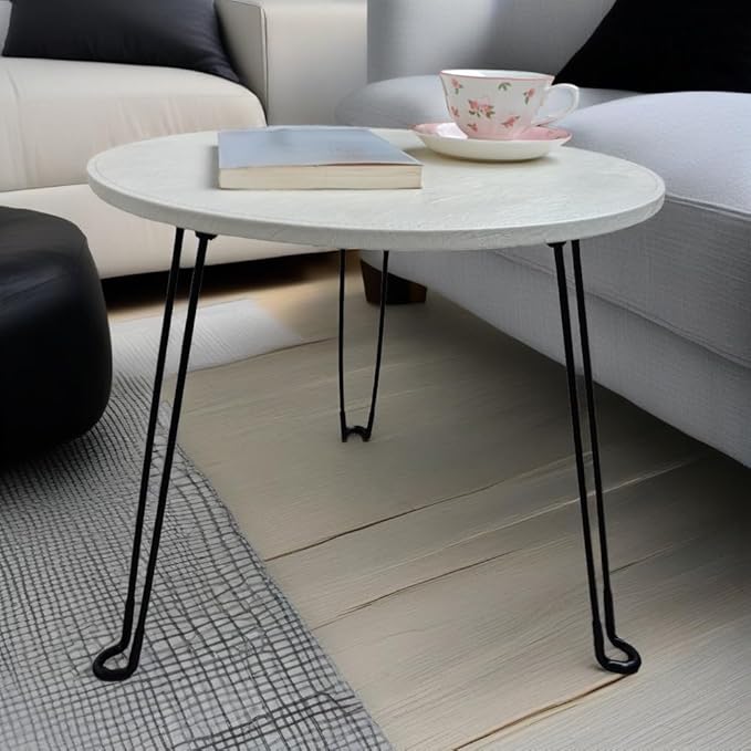 Leather Circle Nesting Tables Coffee Table Set of 2，Folding Table, Outdoor Side - Image 3