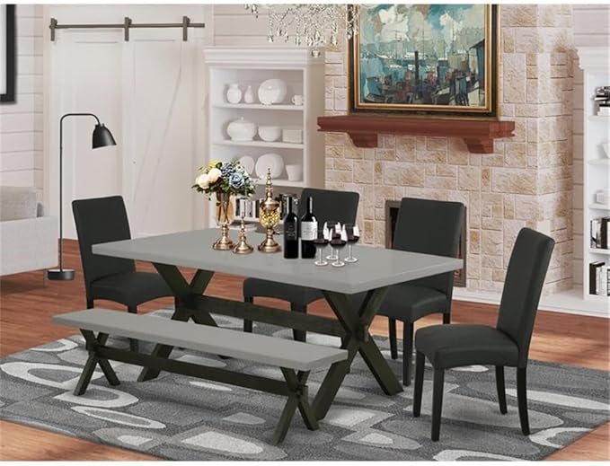 East West Furniture X697DR124-6 6 Piece Dining Set Contains a Rectangle Dining - Image 2