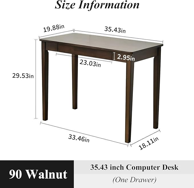Solid Wood Computer Desk with Drawers, Modern Writing Desk - Image 2