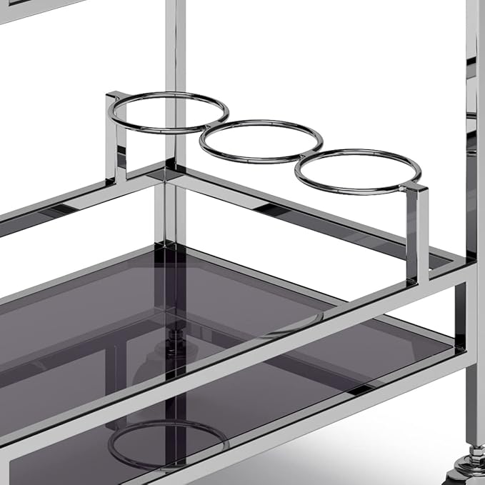 SIMPLIHOME Watts Modern 26 inch Wide Bar Cart in Chrome - Image 8