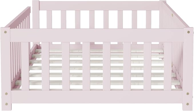 Bellemave Twin Floor Bed with Slats and Safety Guardrails, Kids Montessori - Image 6