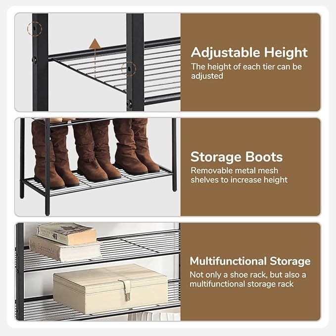 4-Tier Shoe Rack Organizer, Metal Mesh Shoe Storage Shelf, - Image 4