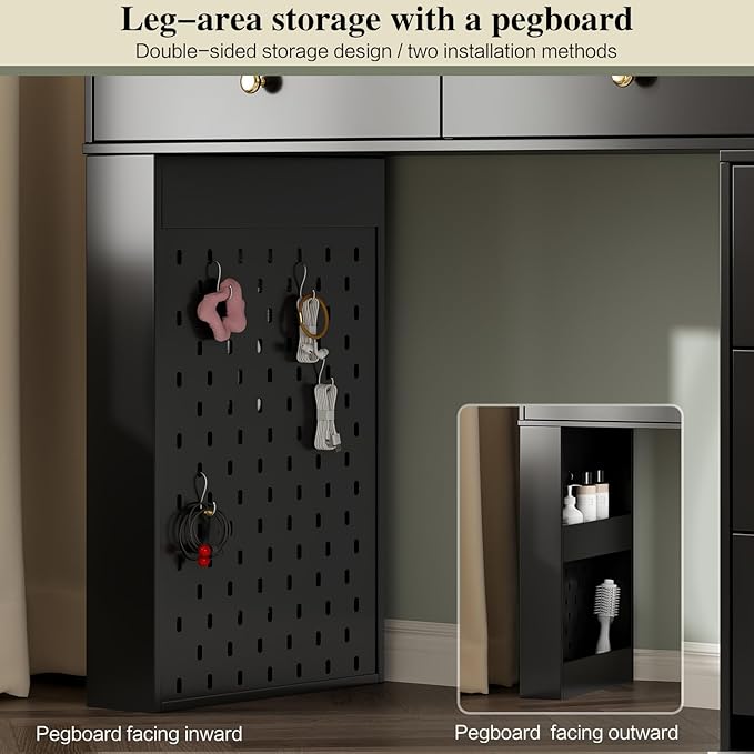 Large Makeup Vanity Desk with Mirror and Lights, Vanity Desk with 8 Drawers & - Image 7
