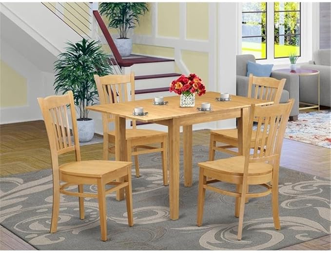 East West Furniture NDGR5-OAK-W 5 Piece Dining Set Includes a Rectangle Dining - Image 2