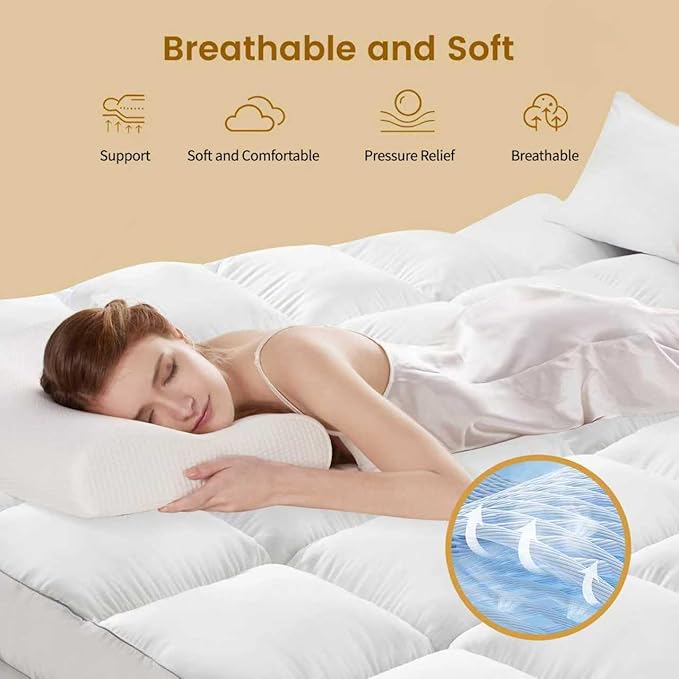 Decroom 5 Inch Memory Foam Mattress Topper King Size, Filled - Image 4