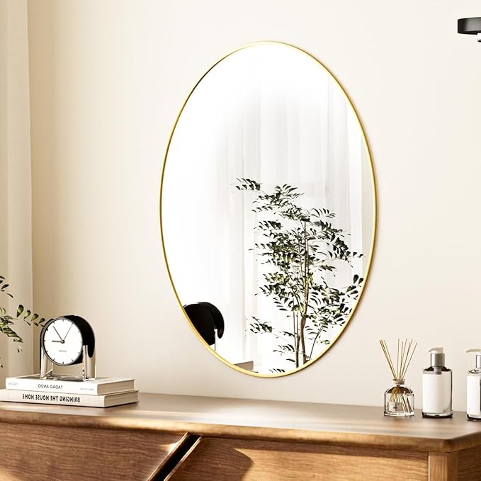 Koonmi Gold Oval Bathroom Mirror, Oval Mirror - Image 7