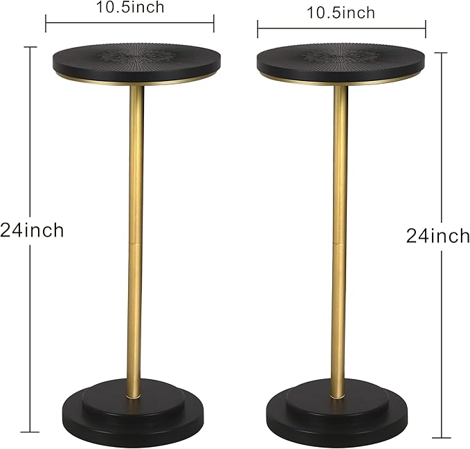 Drink Table Set of 2, Small Round Pedestal Side Table - Image 2