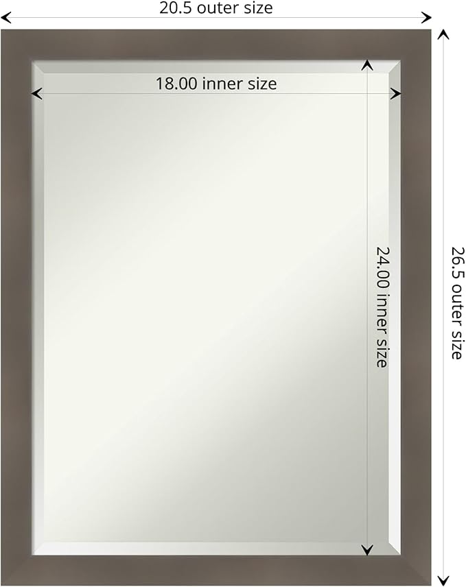 Amanti Art Grey Wall Mirror 27x21 Edwin Clay Grey Rectangle Bathroom Mirror - Image 4
