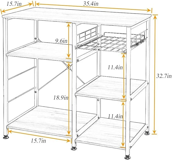 soges 3-Tier Kitchen Baker's Rack Utility Microwave Oven Stand Storage Cart - Image 3