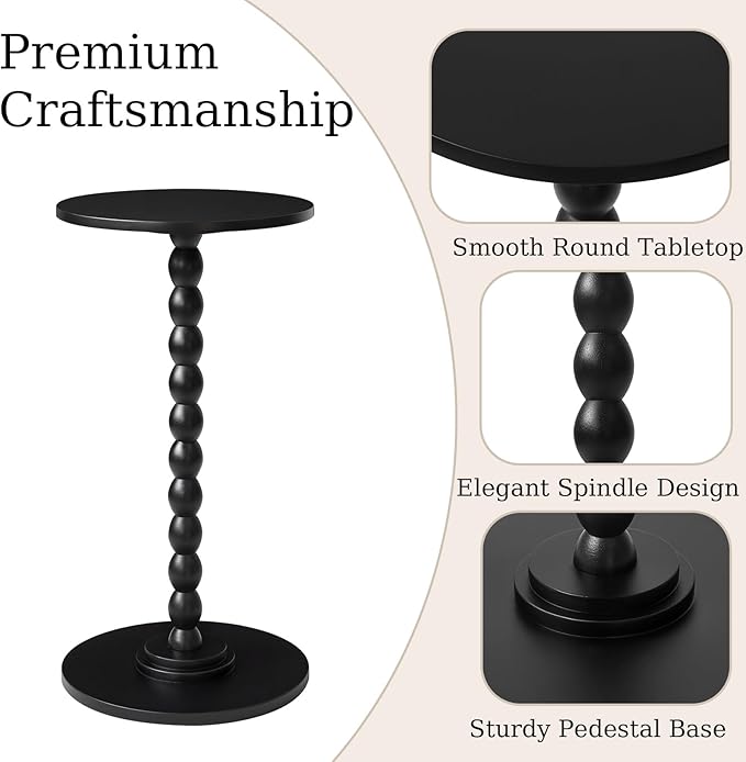 Round Side Table, Solid Wood Drink Table, Modern Minimalist Bedside Table - Image 4
