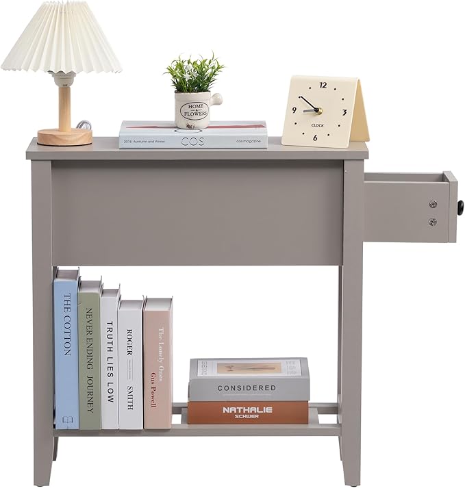 Gery Chairside Narrow End Table, Solid Recliner Side Table - Image 8