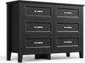 LINSY HOME 6 Drawers Dresser for Bedroom, Modern Farmhouse Dresser TV Stand by LINSYHOME