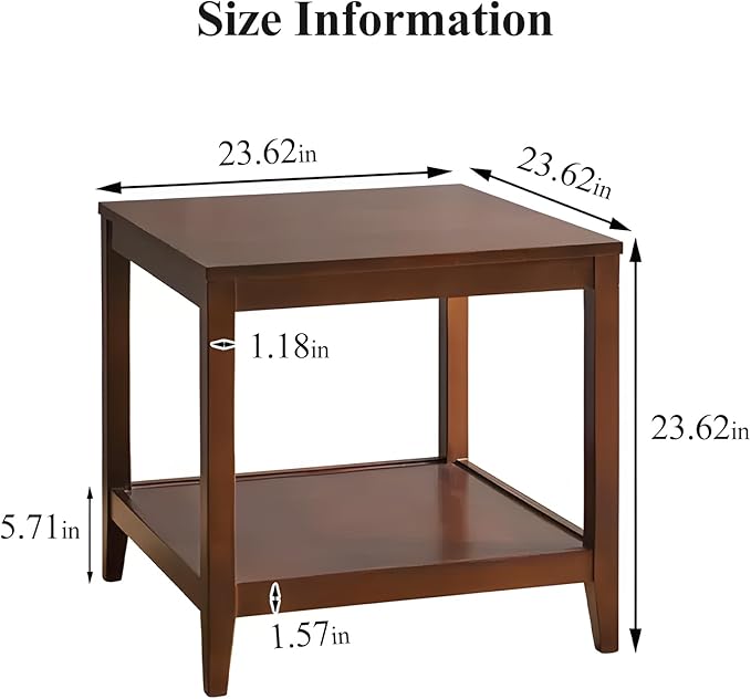 Side Table, Solid Wood Square End Table - Image 2
