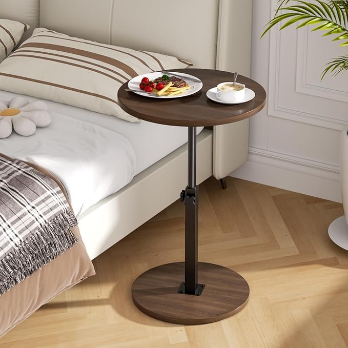 Adjustable Side Table, Round End Table, Small Bedside Table, Mid Century Modern - Image 2