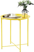 VECELO Side/End Table, Folding Round Metal Anti-Rust and Waterproof Outdoor or by VECELO