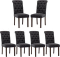 COLAMY Button Tufted Dining Chairs Set of 6, Parsons Upholstered Fabric Dining by COLAMYINC
