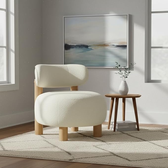 Modern Boucle Accent Chair Set of 2, - Image 7