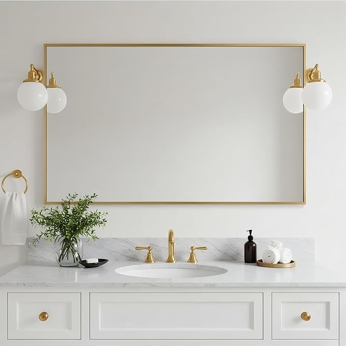 20x40 Inch Brass Bathroom Mirror - Image 4