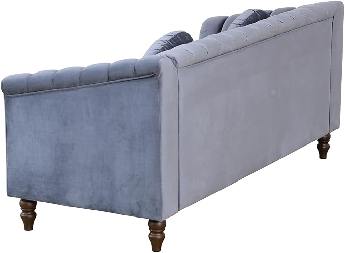 Sectional Sofa Set, Microfiber Chesterfield Upholstered Sofas Loveseat Couch - Image 4