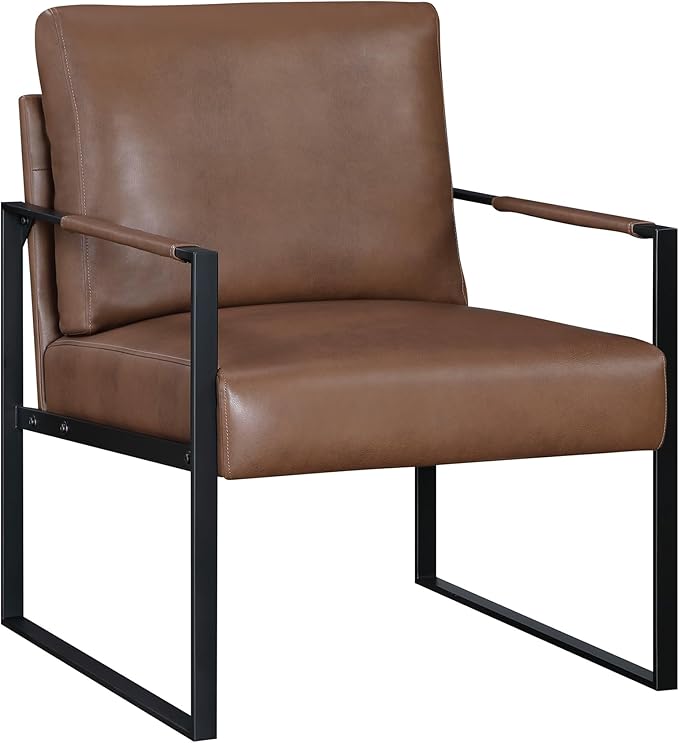 Lexicon Modern Accent Chair, Faux Leather Upholstered Living Room Chair - Image 3