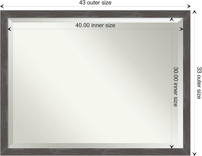 Amanti Art Grey Wall Mirror 33x43 Woodridge Rustic Grey Rectangle Bathroom - Image 4