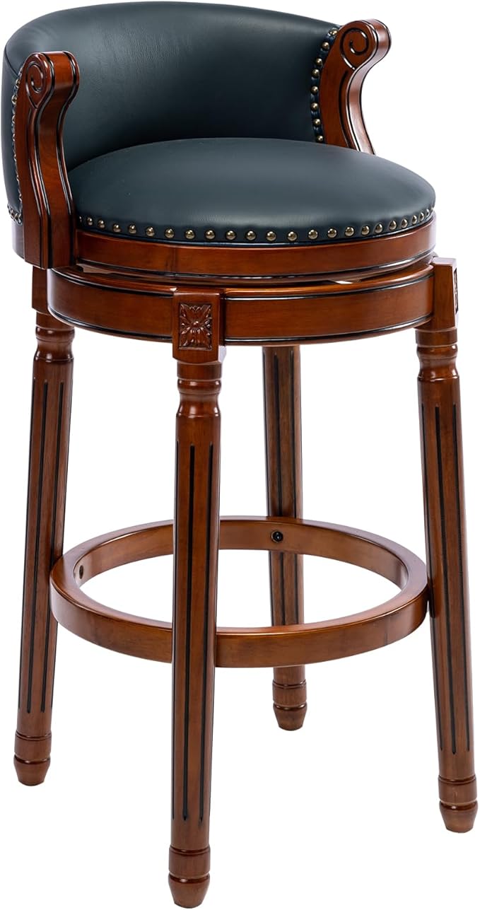 Cow top Leather Wooden Bar Stools, 29.5" Bar Height Bar Chair by AULIFE