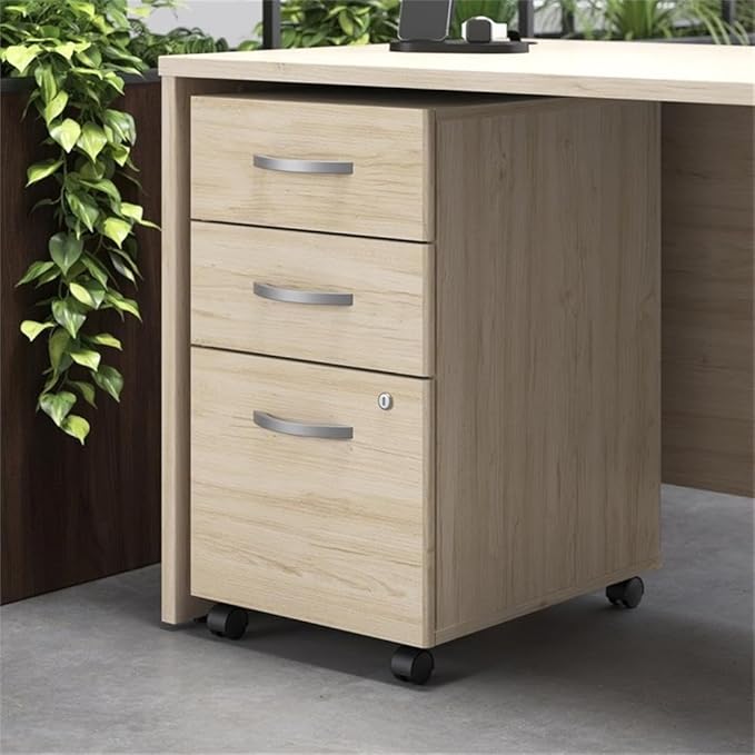 Bush Business Furniture Studio C 3 Drawer Mobile File Cabinet in Natural Elm - Image 2