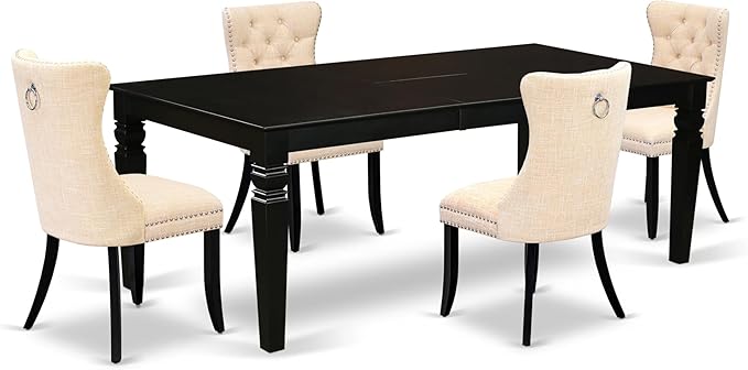 East West Furniture LGDA5-BLK-32 5 Piece Dining Set Contains a Rectangle Wooden by EastWestFurniture