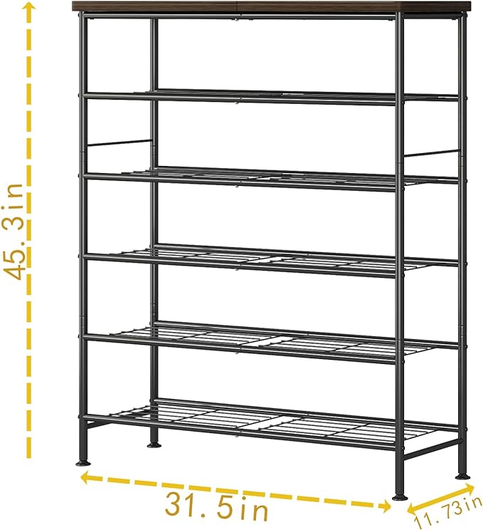 Shoe Rack Organizer 6 Tier for Closet Entryway Free Standing Metal Storage Shoe - Image 3