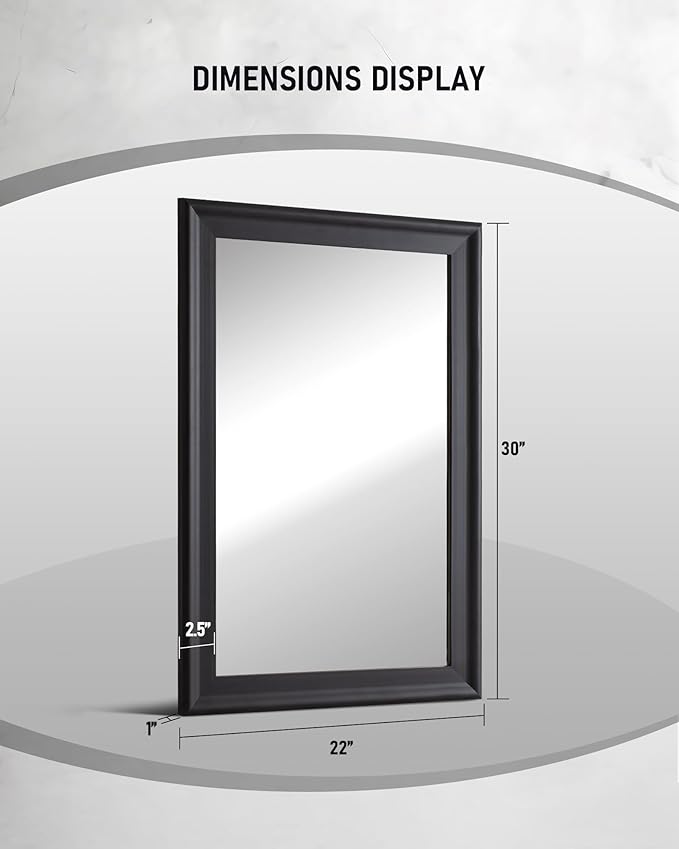 CULER Black Wood Wall Mirror for Bathroom, Rectangle 20 x 30 inch Hanging - Image 8