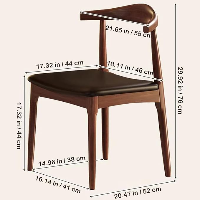 Solid Wood Dining Chairs Set of 2, Mid Century Dining Chairs, Upholstered PU - Image 3