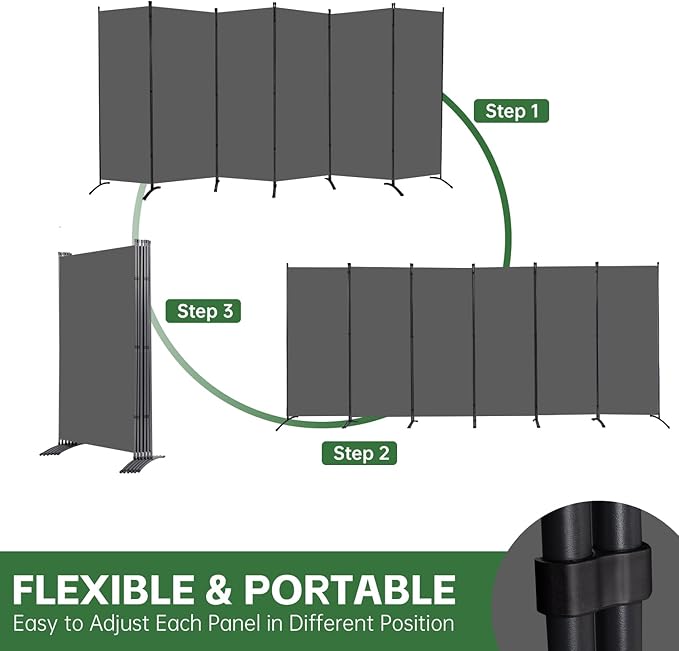 YASRKML Room Divider Folding Privacy Screens, Portable Room Divider Panel 6 - Image 4