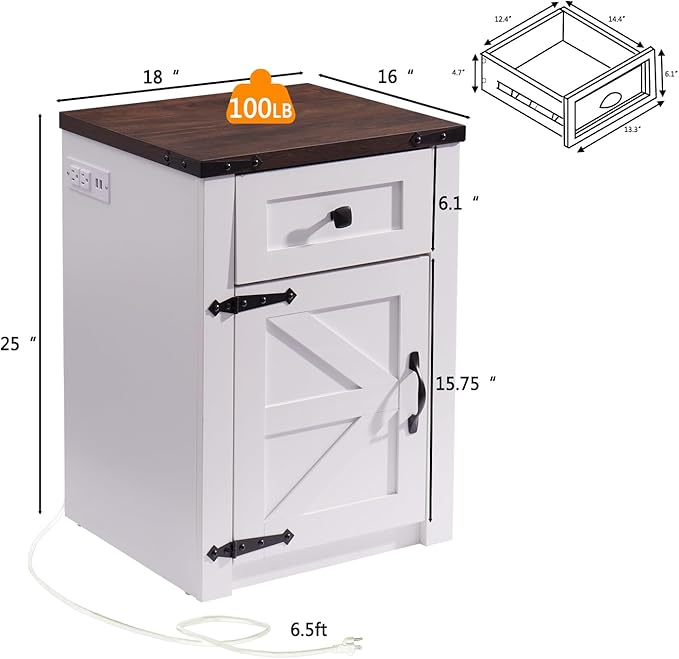 SOOWERY Nightstands Set of 2, Nightstand - Image 3